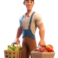 man holding french groceries
