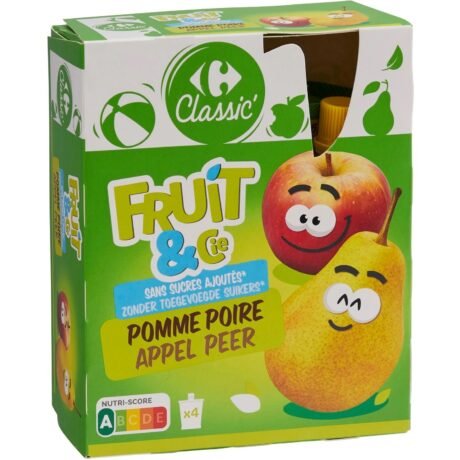 Carrefour Apple/Pear Puree 4x90G