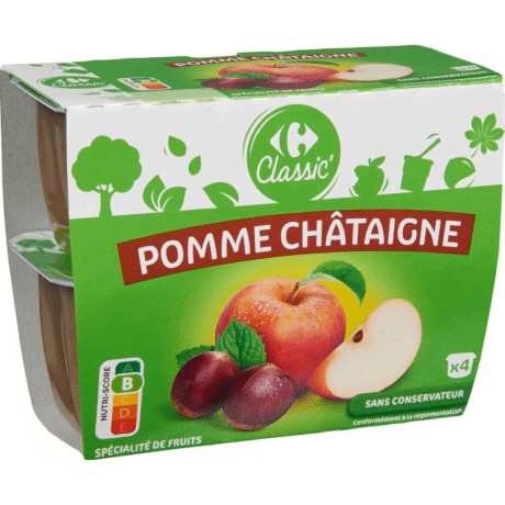 Carrefour Apple Chestnut Puree 4x100G