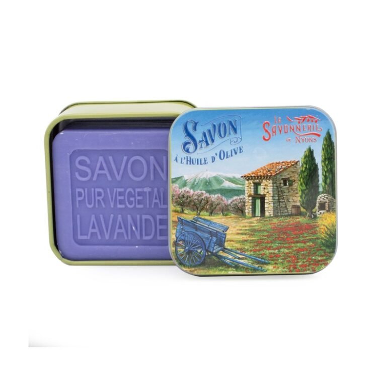 lavender soap in cabanon metal tin