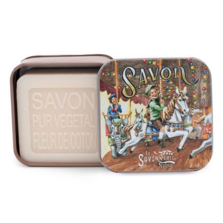 savonnerie de nyons cotton flower soap in carousel design