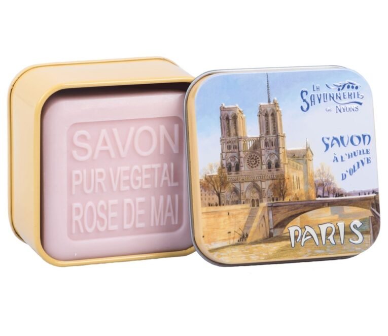 savonnerie de nyons soap in notre dame design tin
