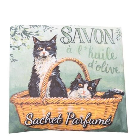 Savonnerie de Nyons 2 Black & White Cats Angelica Scented Sachet